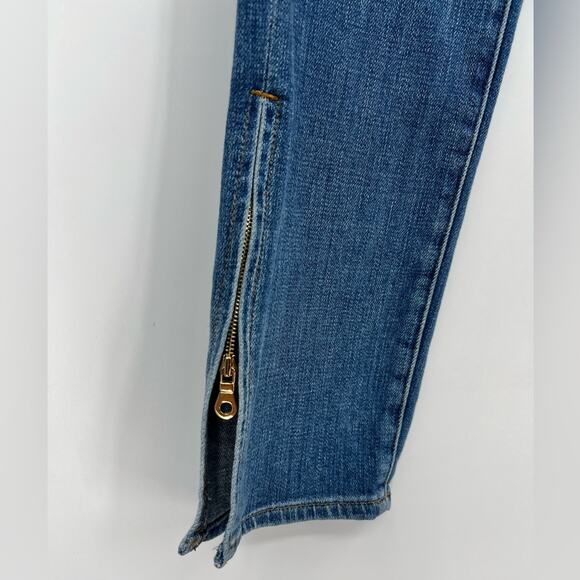 FRAME Le Boy Zip Hem Crop Jeans Ankle Picadilly Distressed Stretch Blue Size 26 - Picture 13 of 15
